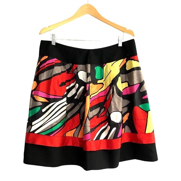 NYGARD- WOMENS BLACK/MULTI FLOWY ZIP-UP CLOSURE 100% SILK SKIRT SIZE 14 PETITE - Picture 1 of 6